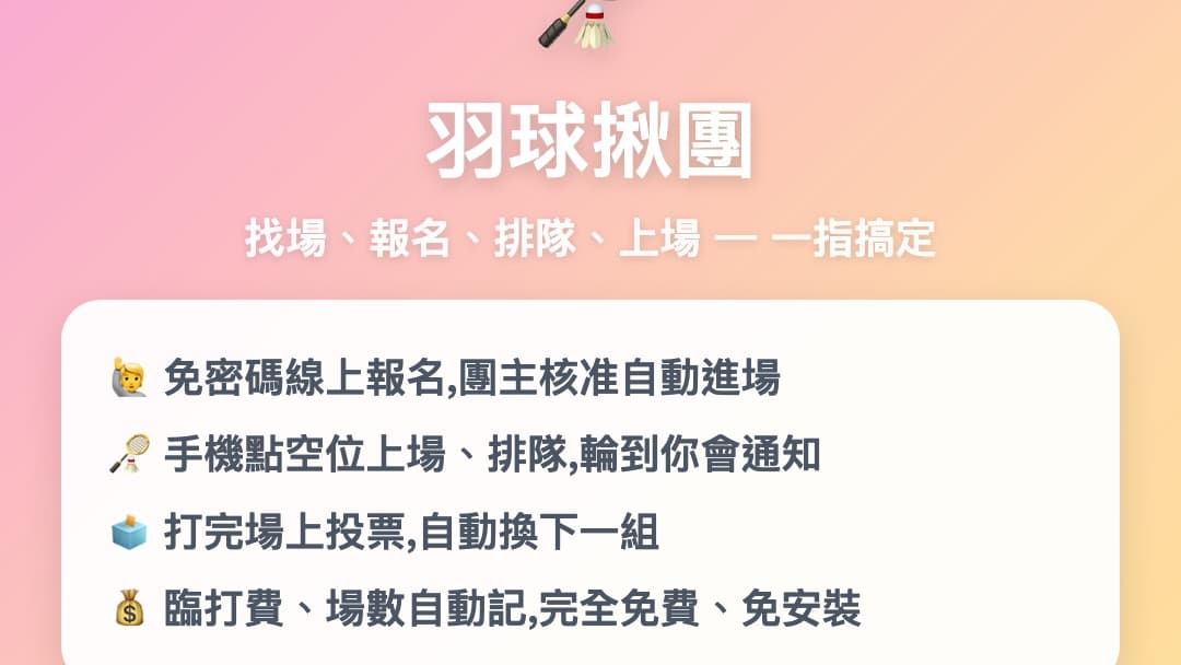 羽毛球開團和揪團工具 截圖 1